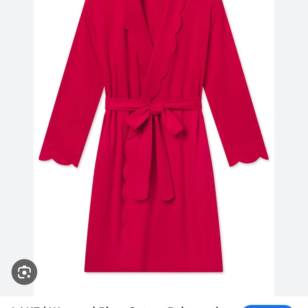Lake Pajamas Classic Red Solid Scallop Robe